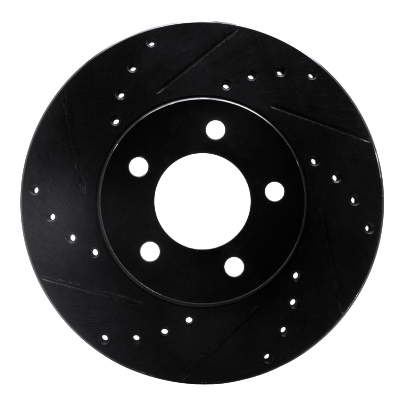 Ford Thunderbird Brake Rotor (1) - Front Left - R1 Concepts - Drilled & Slotted - Black - `91-`00